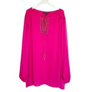 LANE BRYANT Bohemian tie neck tunic blouse Womens size 26 / 28